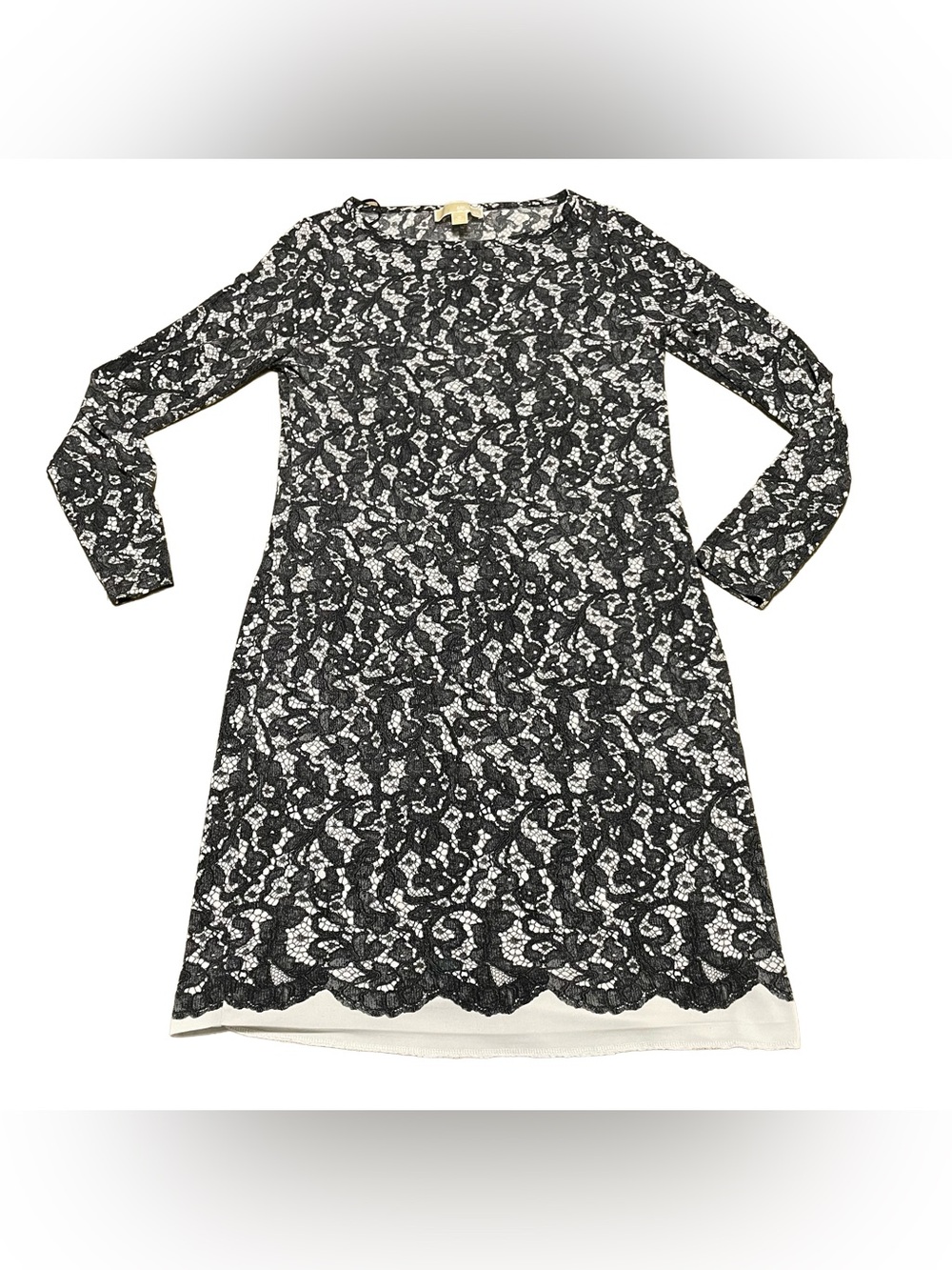MICHAEL Michael Kors Black Lace Pront Dress with White Base